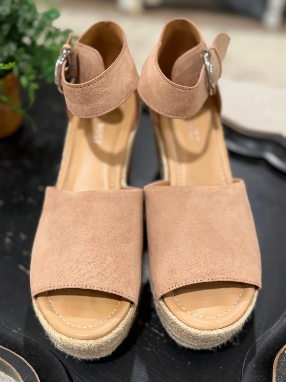 Nine West Tan Suede Espadrille Platform Wedge Sandals with Ankle Buckle - Picture 9 of 11